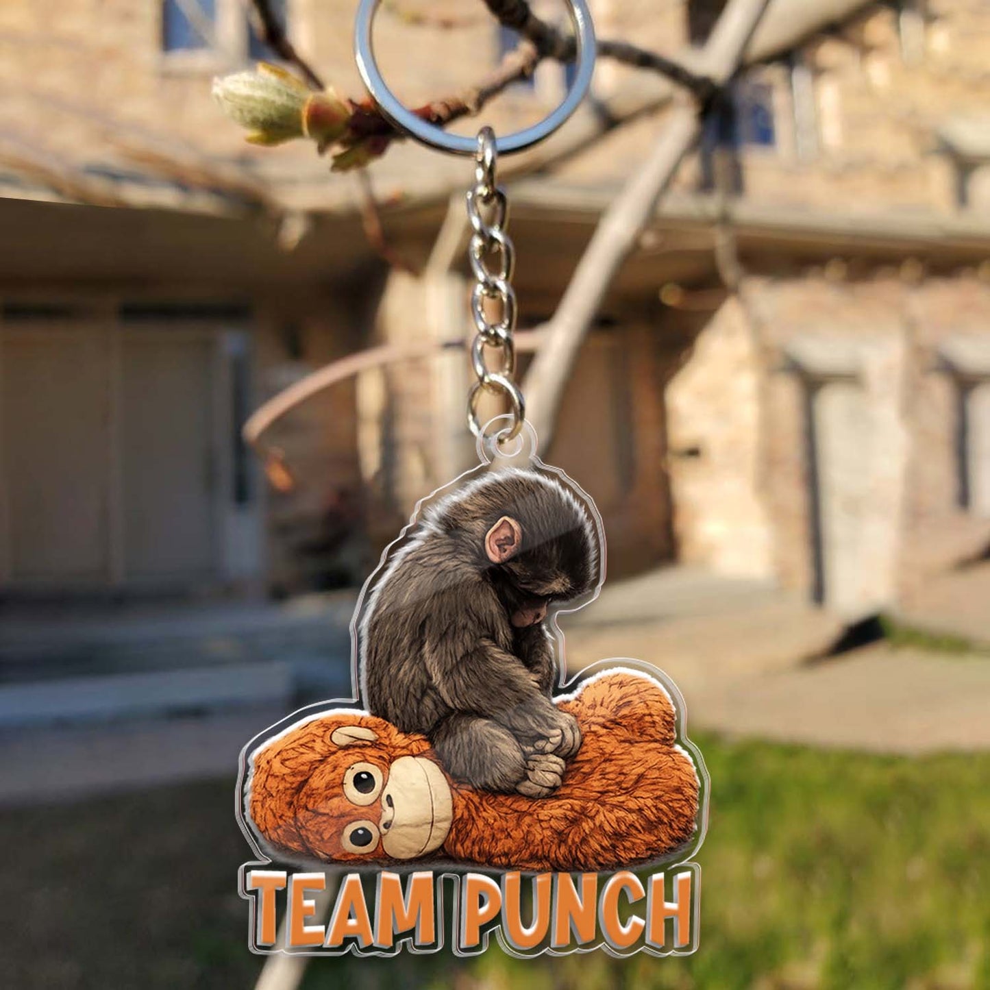 Team Punch Baby Monkey Punch with Plush Toy Acrylic Keychain