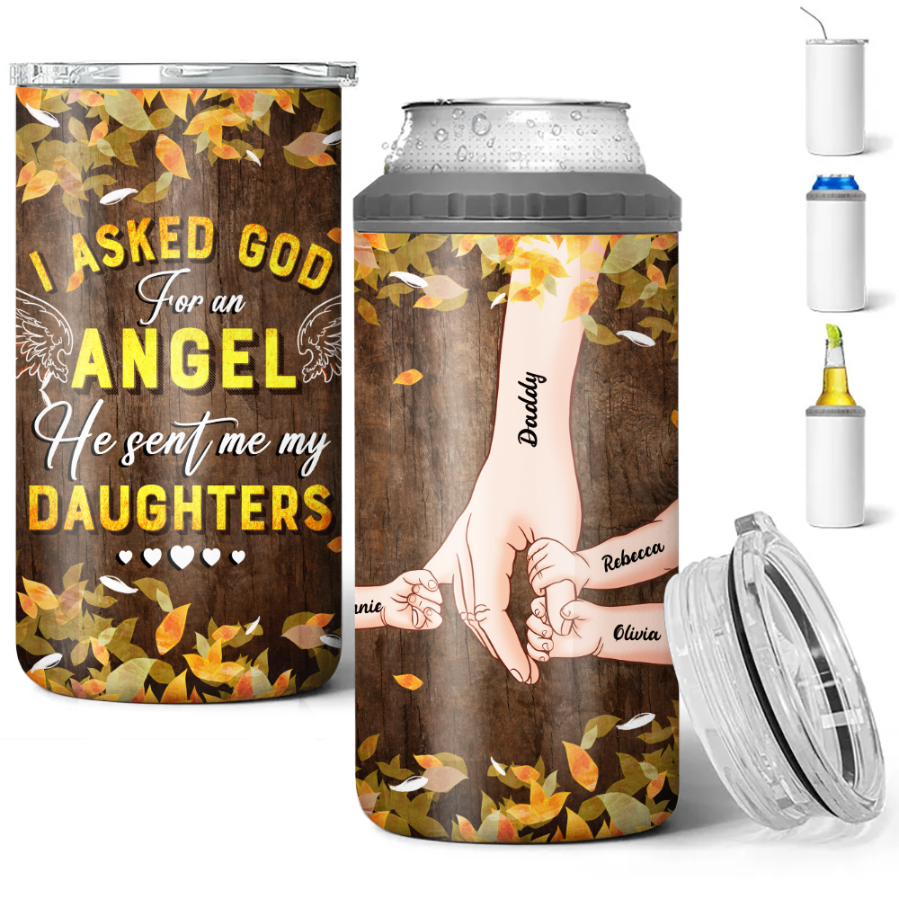 Personalized I Asked God For An Angel He Sent Me My Daughter 4-in-1 Cooler Tumbler