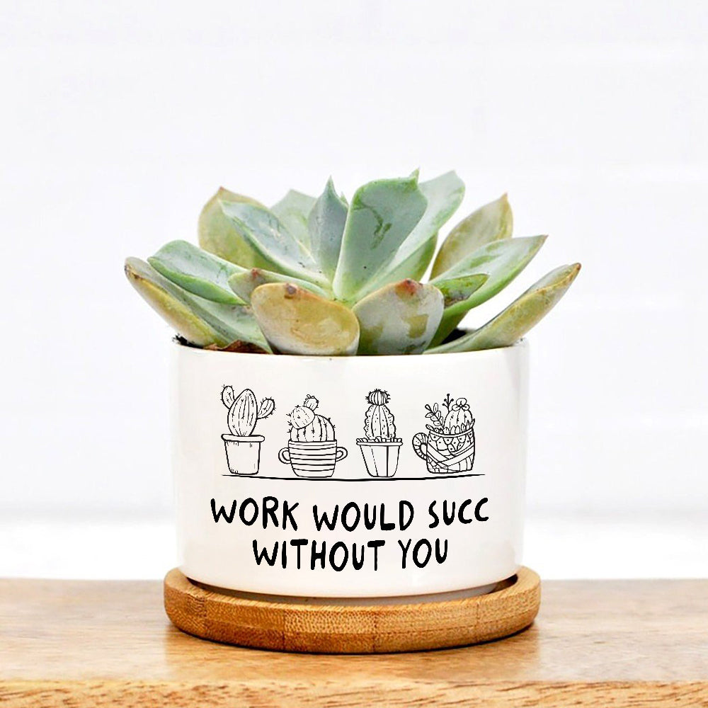 funny succulent pot Work Will Succ Without You Plant Pot, Positive Vibes Plant Pot, Funny plant pot design, Planter Pot Decal, encouragement gift – Wolfantique