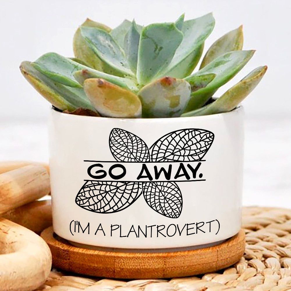 funny plant pot sayings Go Away-I'm a Plantrovert Plant Pot, Pot with Funny Sayings, Positive Vibes Plant Pot, Funny plant pot design, Planter Pot Decal – Wolfantique