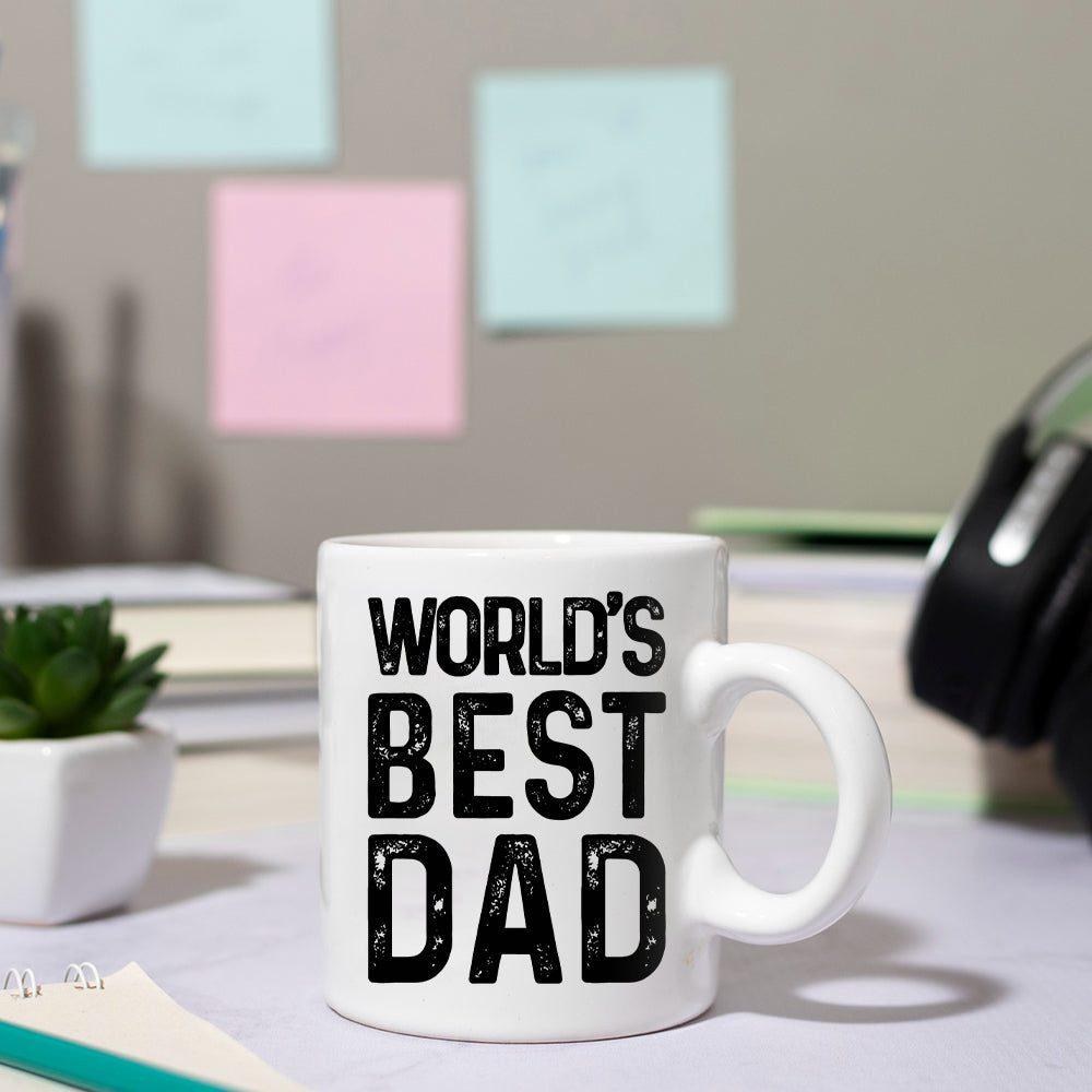 Personalized World Is Best Dad Fubar White Mug