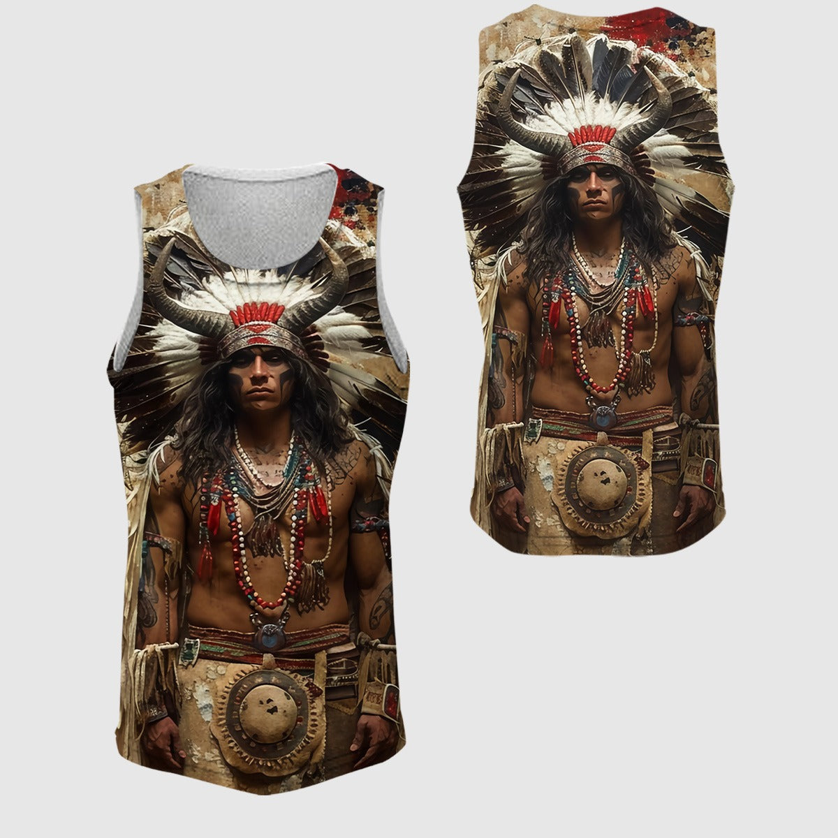 Native American Indian Chief Buffalo Headdress 3D All Over Print Hoodie And T-Shirt