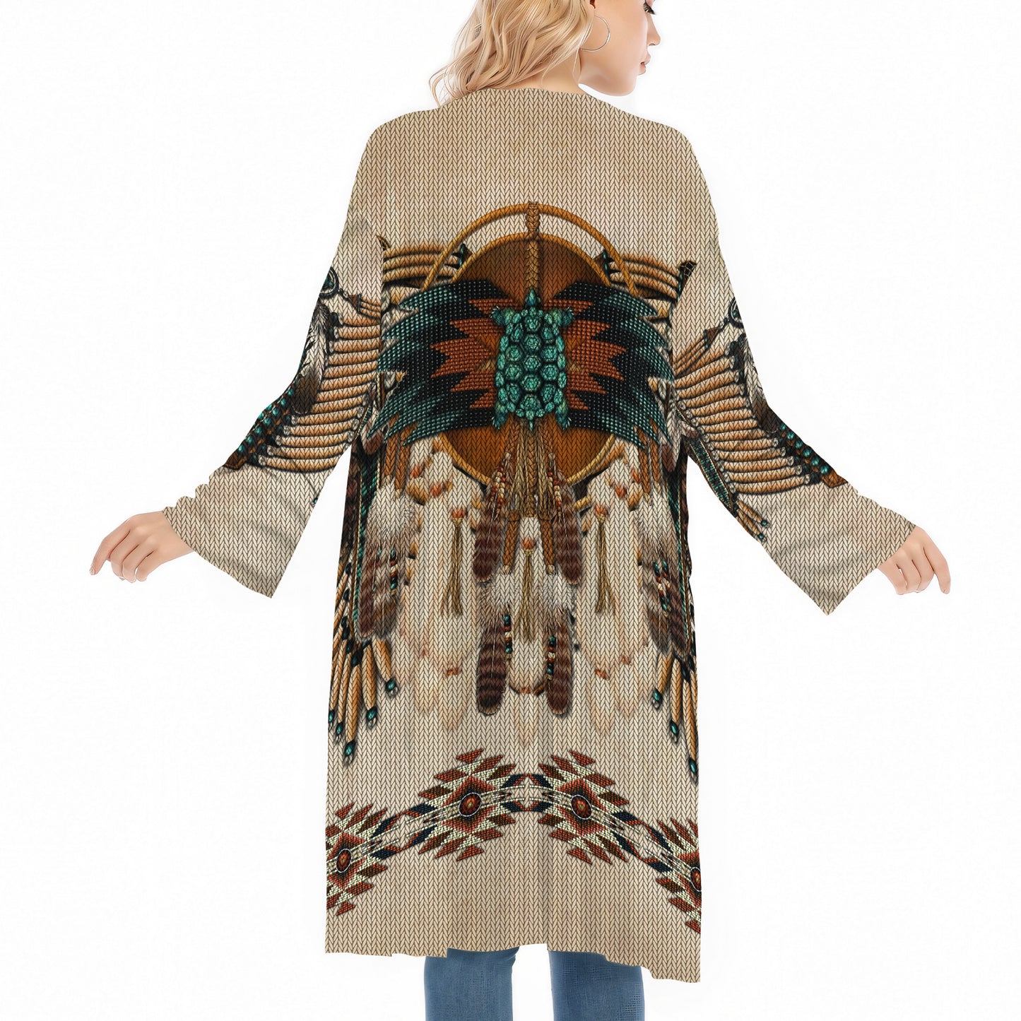 Native American Tribal Turtle Spirit Animal And Dreamcatcher Ugly Cardigan