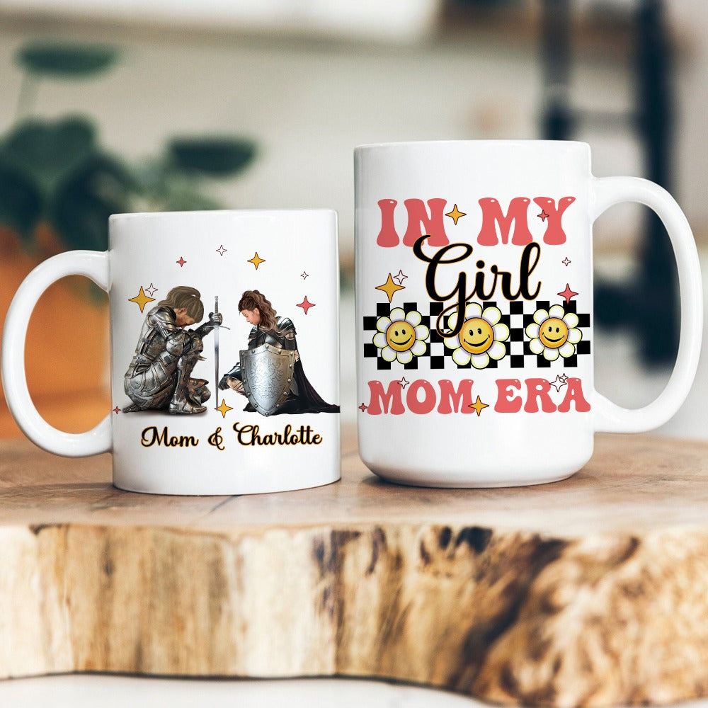 Personalized Mom And Daughter Warrior In My Girl Mom Era White Mug