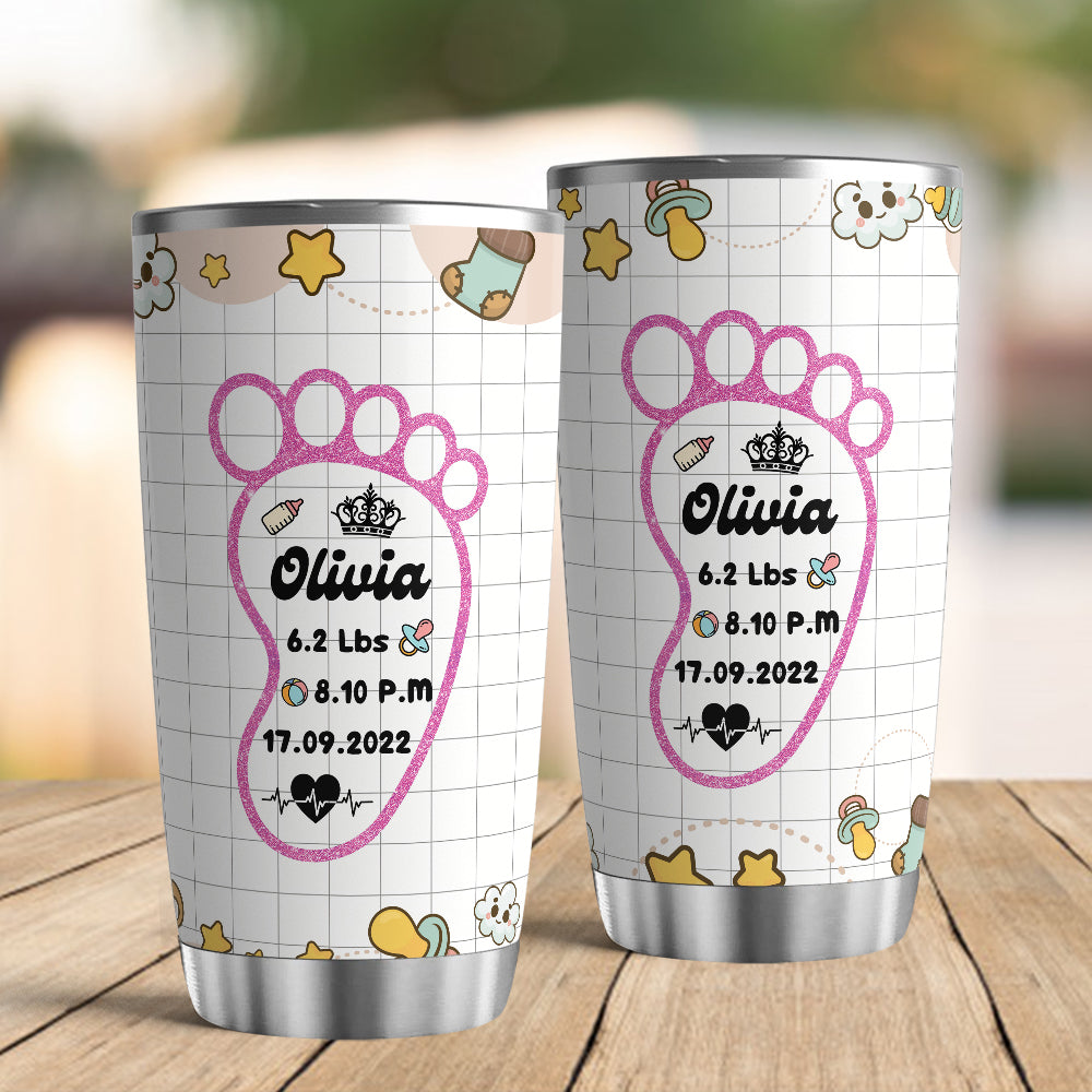 Personalized New Baby Foot Tumbler