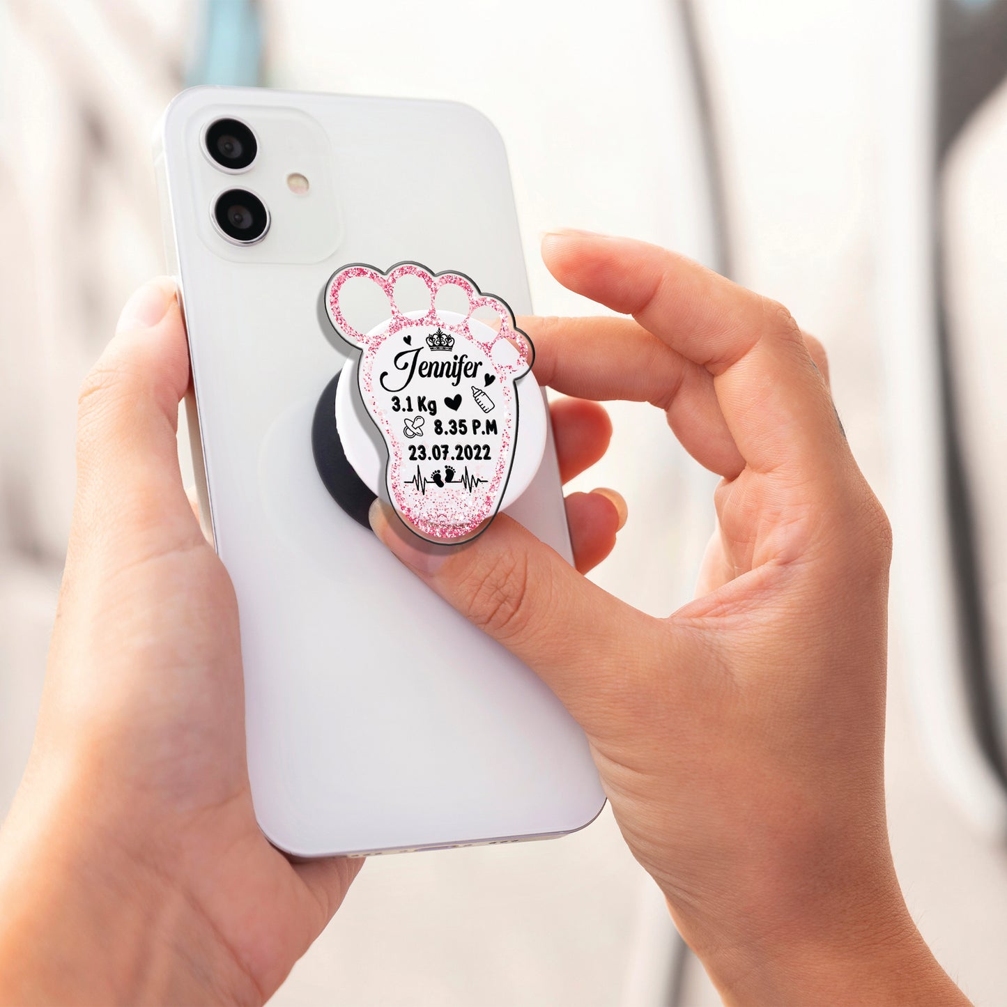 Personalized New Baby Foot Acrylic Magnetic Phone Grip