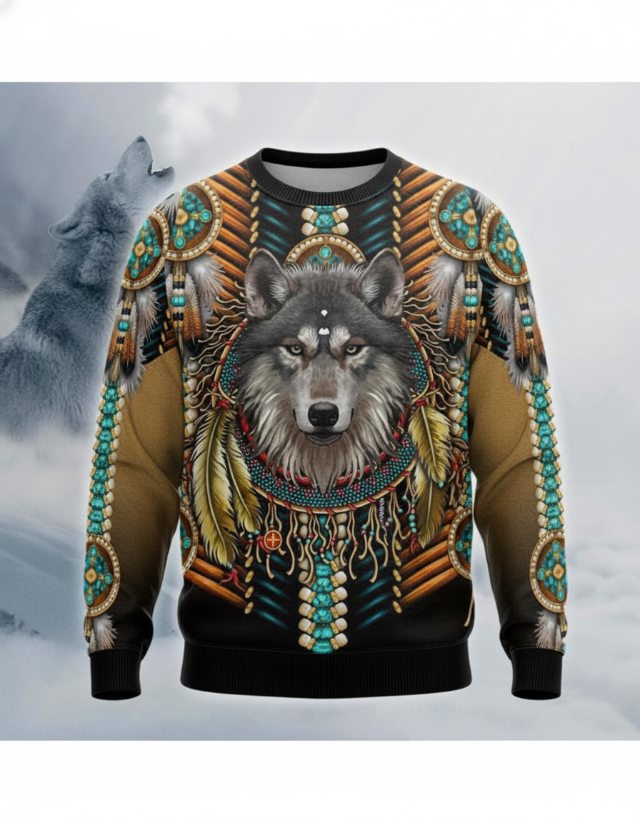 Tribal Native Wolf Dreamcatcher Native American 3D All Over Print Hoodie and Zip Hoodie