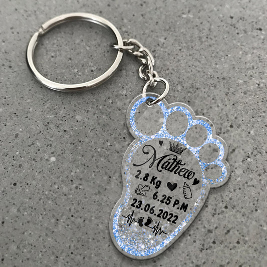 Personalized New Baby Foot Acrylic Keychain