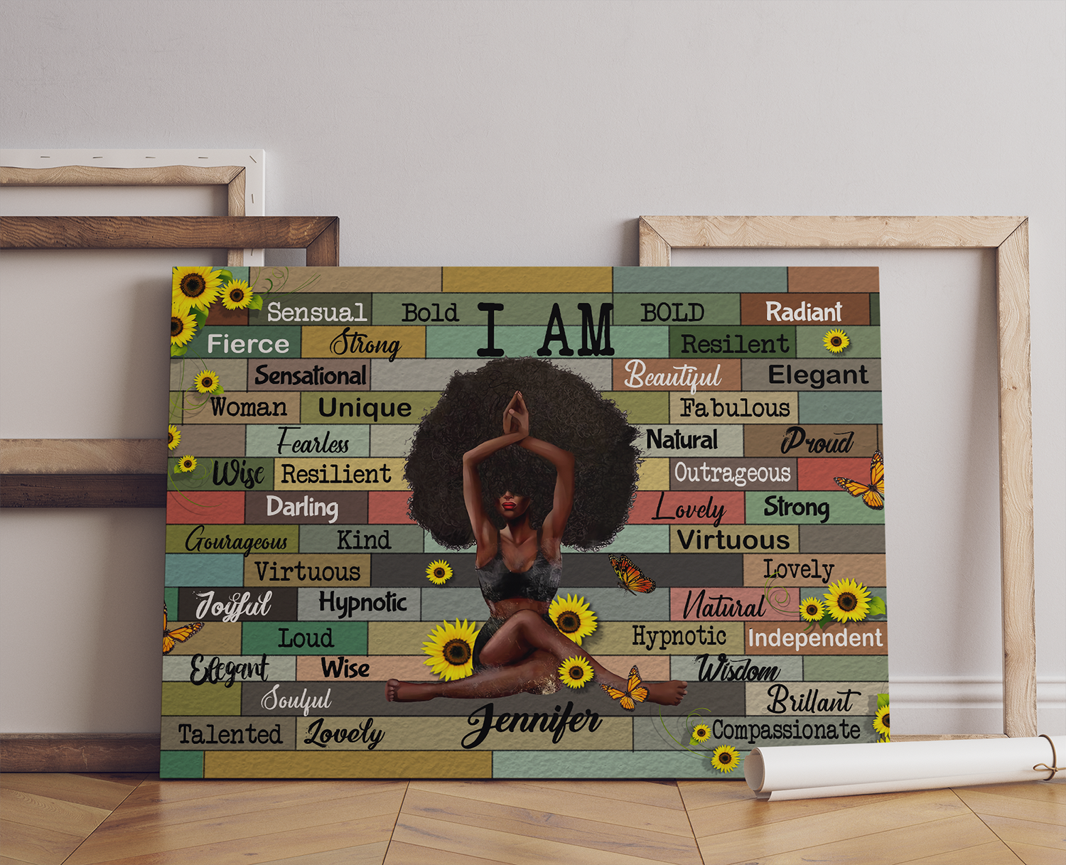 Personalized Black queen, Black Girl With Yoga – I Am Sensual, Bold, Radiant, Fierce, Strong, Resilient Canvas Prints