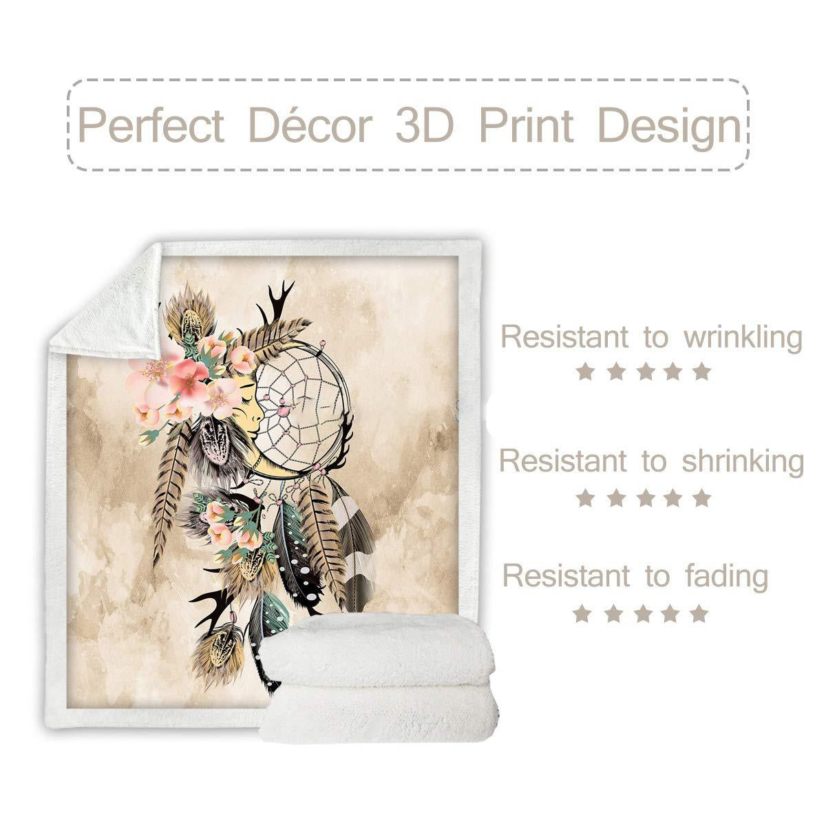 Bohemian Native American Pattern Dreamcatcher Pattern Blanket