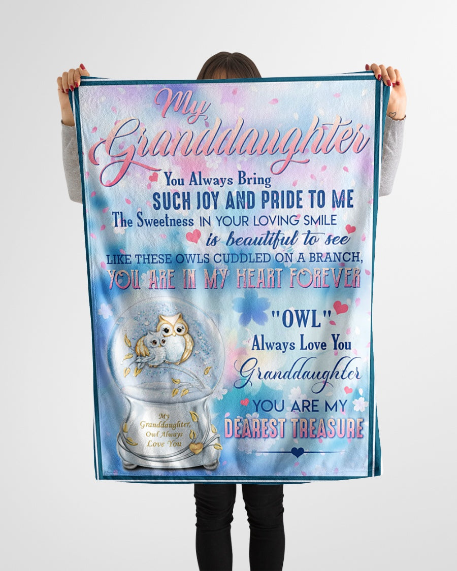 To My Granddaughter You Always Bring Such Joy And Pride To Me, Owl Lover, Fleece Blanket