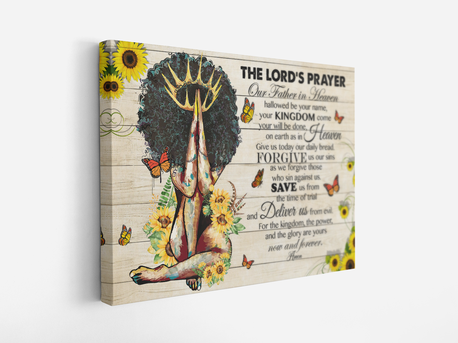 The Lord's Prayer Our Father In Heaven Girls Scripture Prayer God Christian African Black Queen Canvas Prints