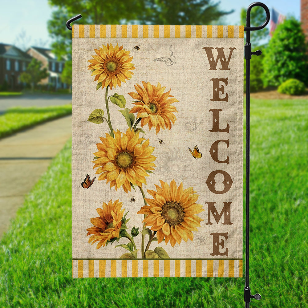 Welcome Sunflower Garden Flag And House Flag