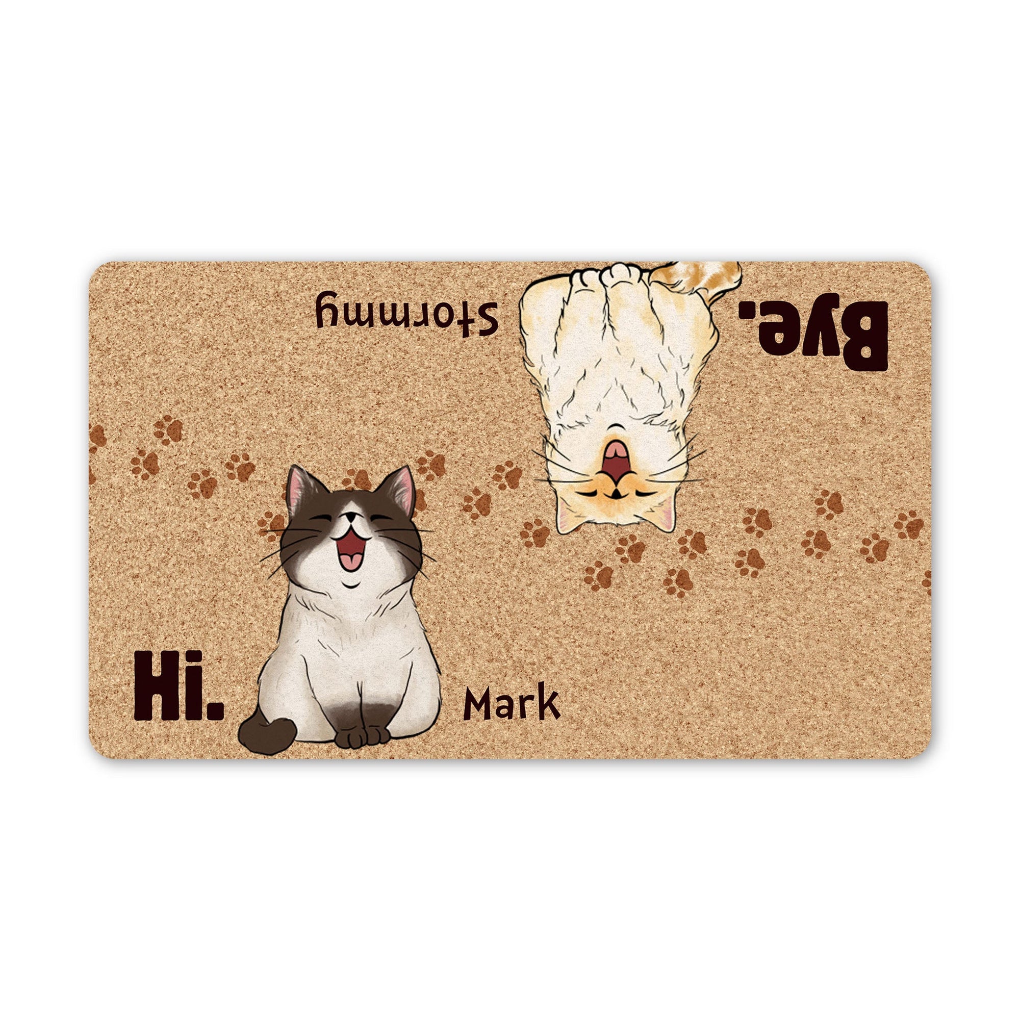 Personalized Custom Names and Cats Hi Bye Cats Funny Doormat