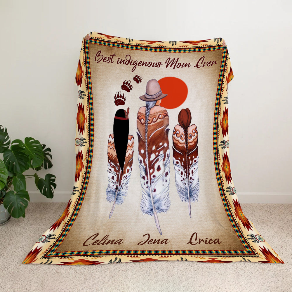Personalized Best Indigenous Mom Ever Native Mom And Daughter Native American Blanket
