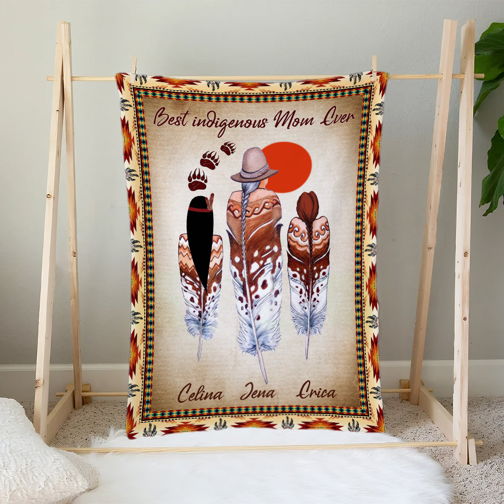 Personalized Best Indigenous Mom Ever Native Mom And Daughter Native American Blanket