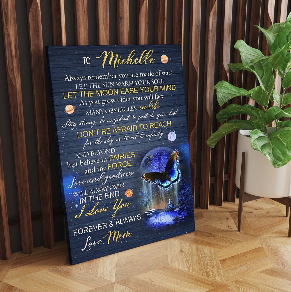 Personalized To My Daughter Butterfly In Night Sky Always Remember You Are Made Of Stars Butterfly Canvas Prints