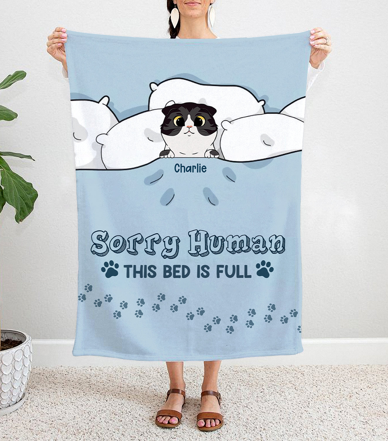 Personalized Custom Cat Blanket Sorry Human We Own This Bed Fluffy Cats Custom Gift For Cat Lovers