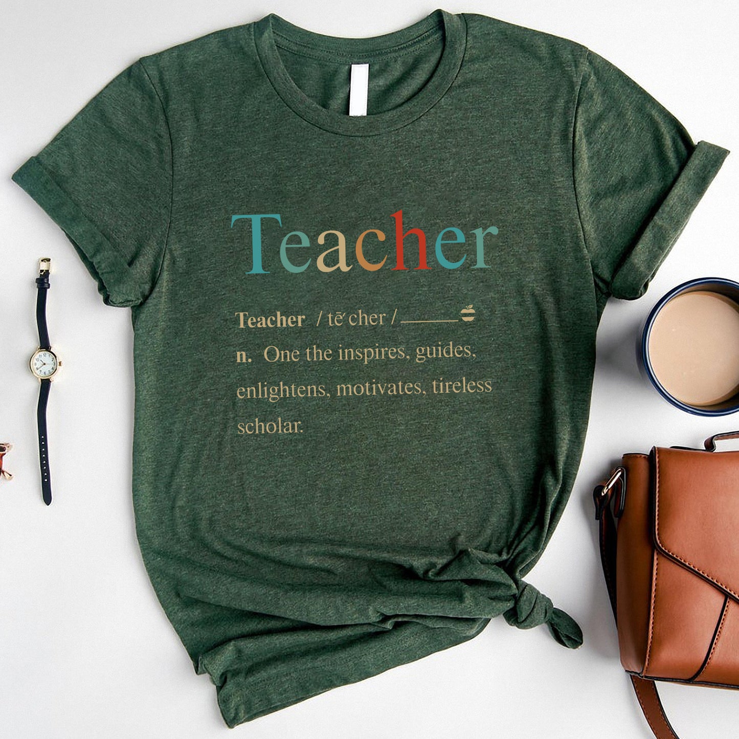 Teacher Dictionary Definition One Who Inspires, Guides, Enlightens, Motivates, Tireless Scholar - Standard T-Shirt