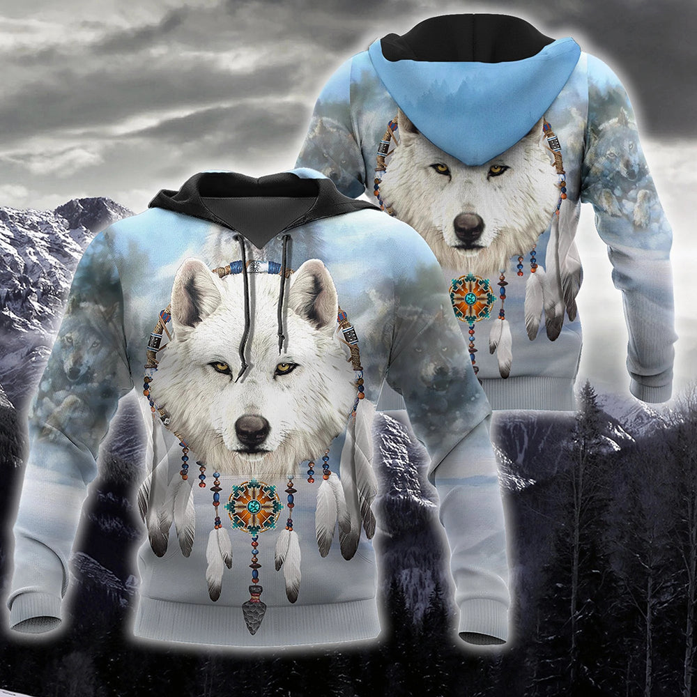 Indian Native Wolf Dreamcatcher Native American 3D All Over Print Hoodie And Sweatshirt