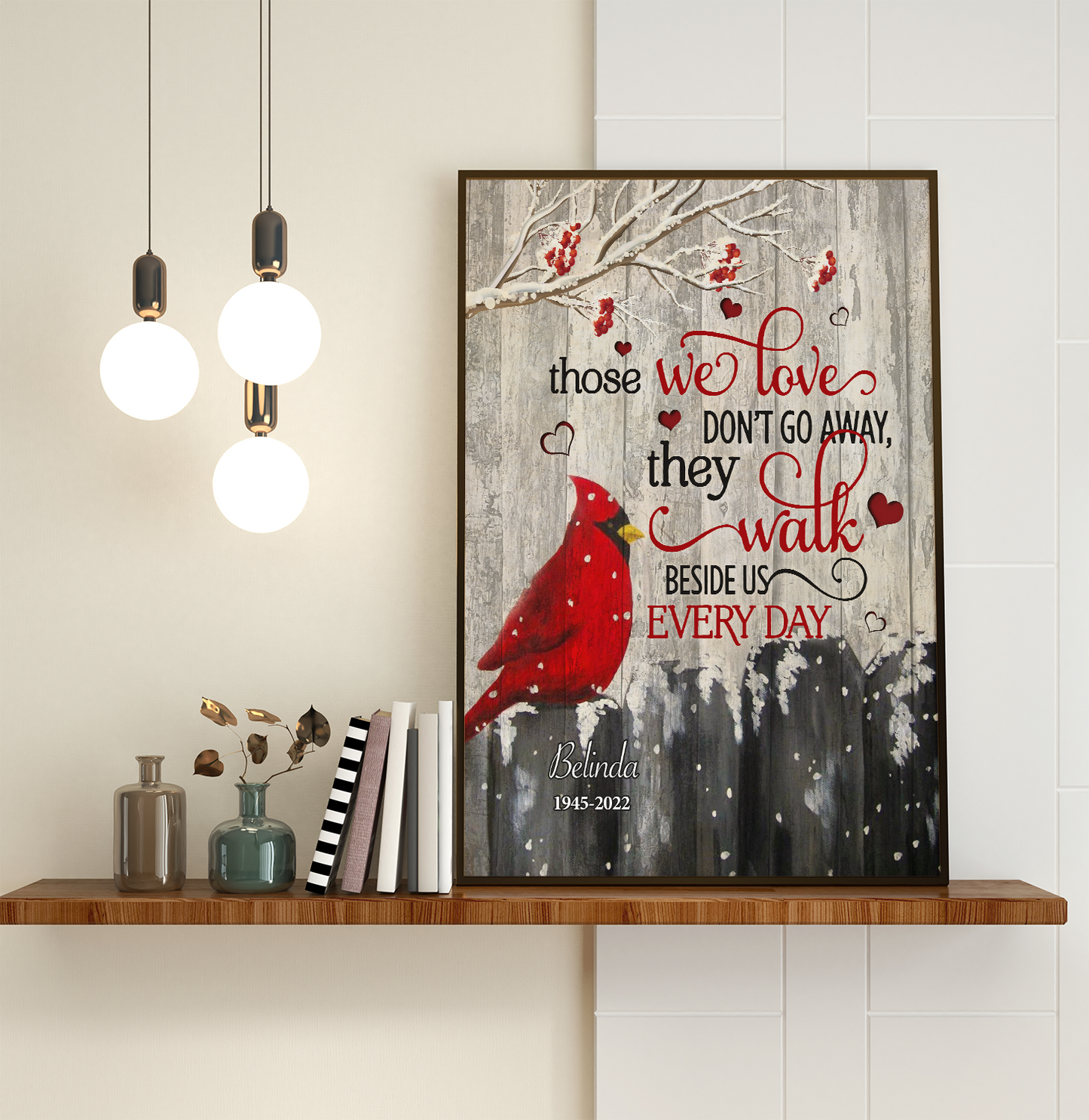 Personalized Cardinal Bird – Those We Love Don't Go Away They Walk Beside Us Every Day Poster
