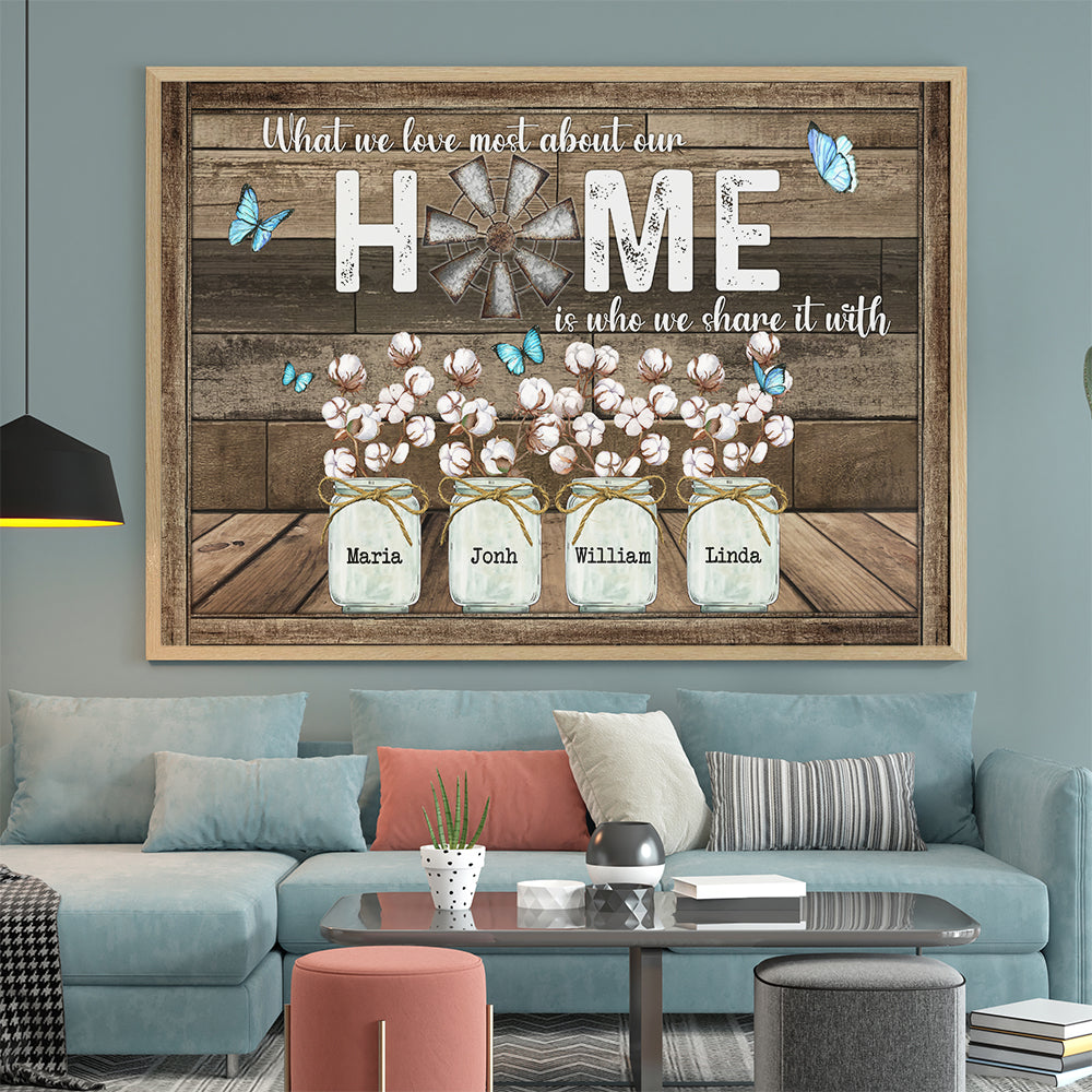 Family Sign With Names, Wall Decor For Living Room, What We Love Most ...