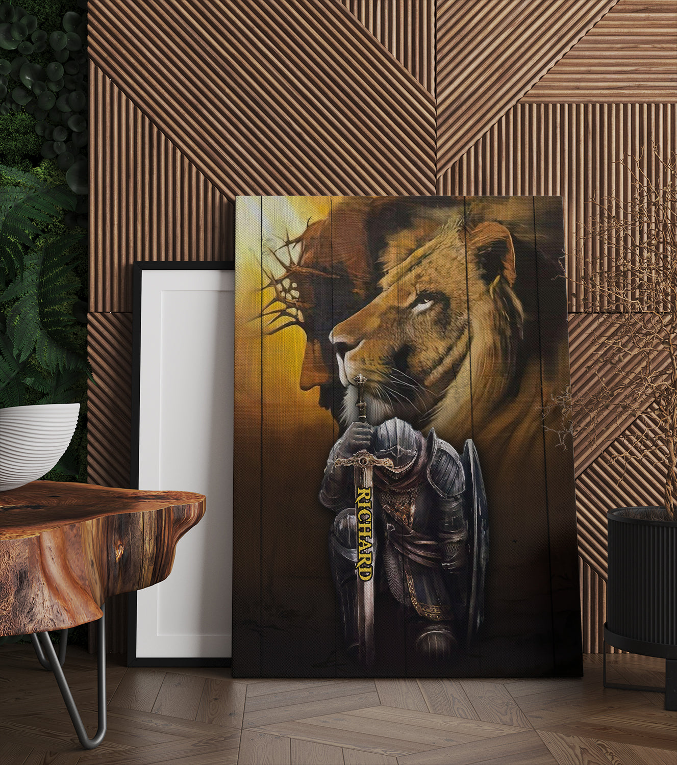 Personalized Man Warrior Of God Canvas, Lion Man Warrior Jesus