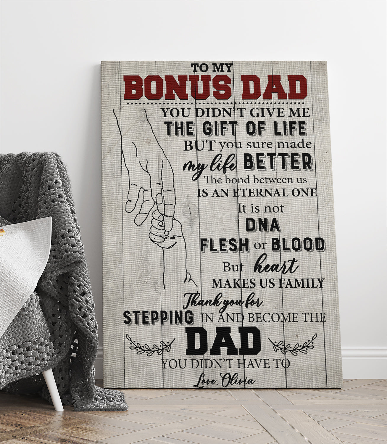 Personalized To My Bonus Dad You Didn’t Give Me The Gift Of Life But You Sure Made My Life Better Canvas