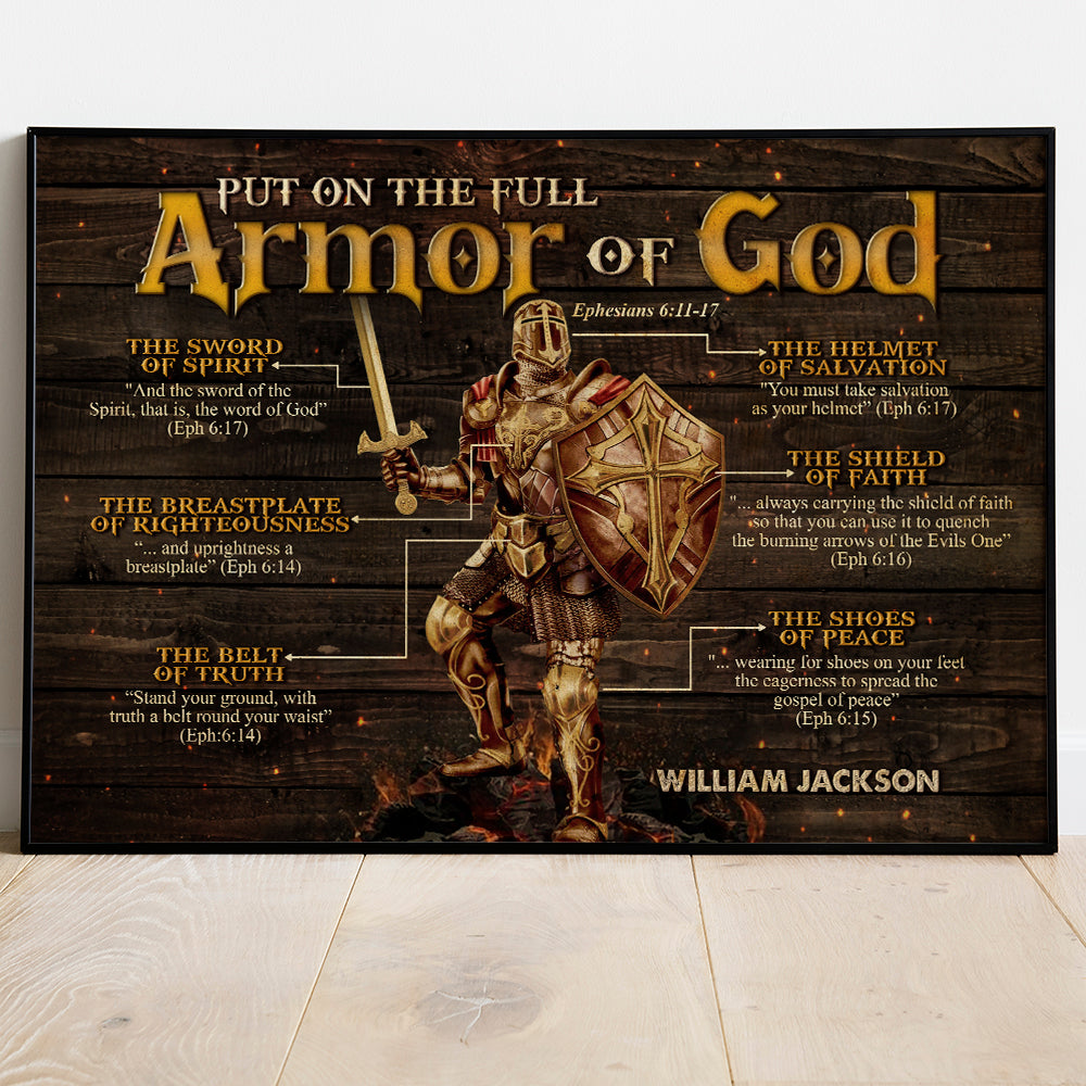 Personalized Warrior of God Put on the Full Armor of God Ephesians 6:11-17 Poster