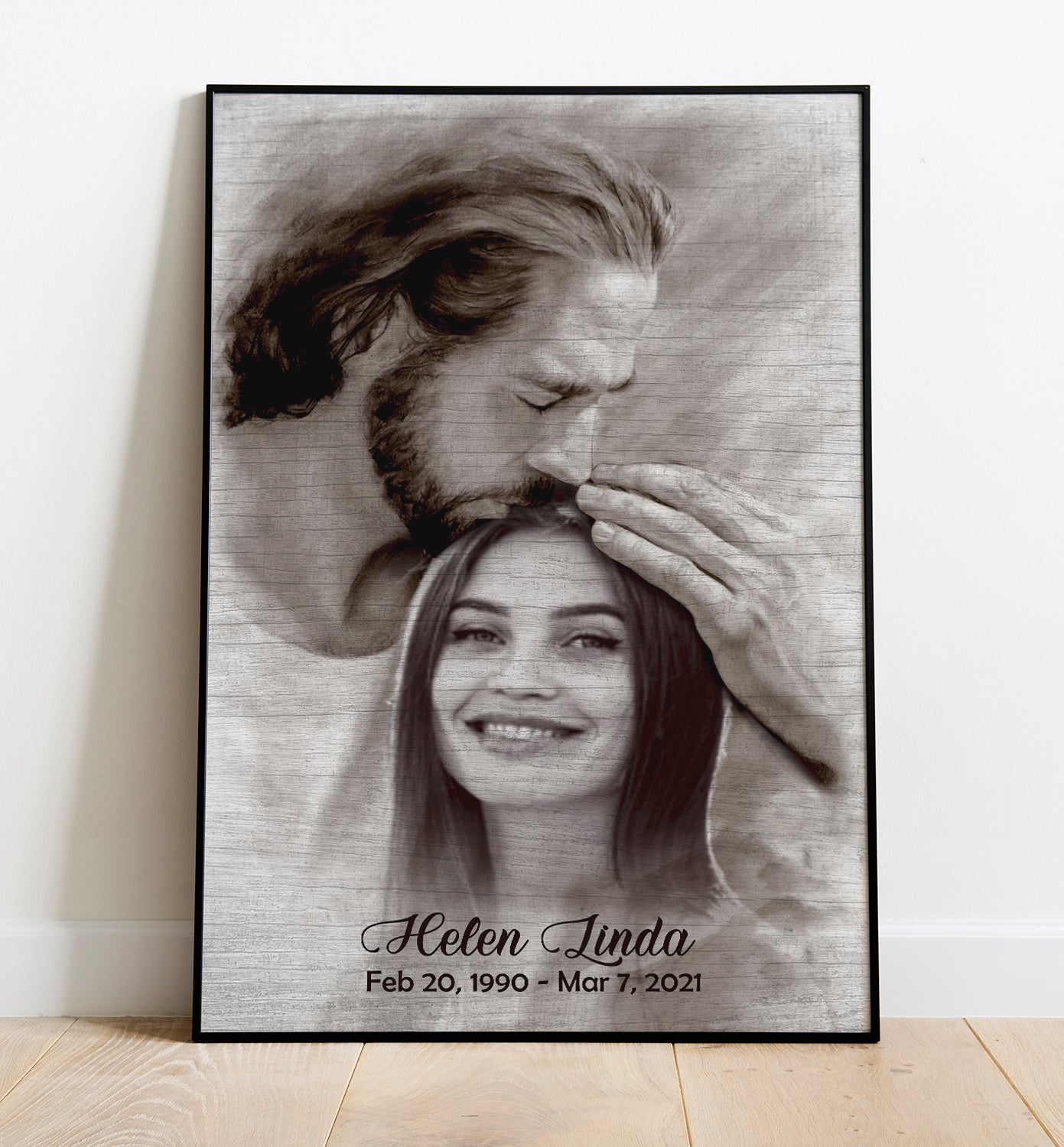 Personalized Custom Photo, Name And Date Safe In God's Hand Gift For Loss Loved One Poster