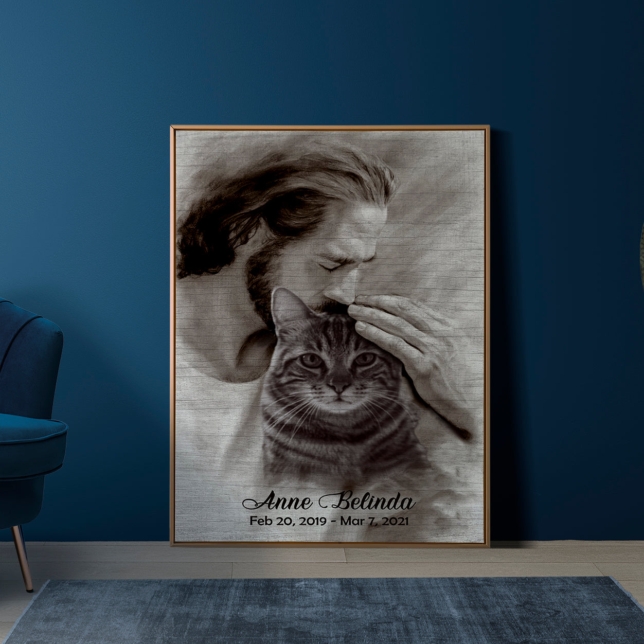 Personalized Custom Photo, Name And Date Safe In God's Hand Gift For Loss Of Cat Poster