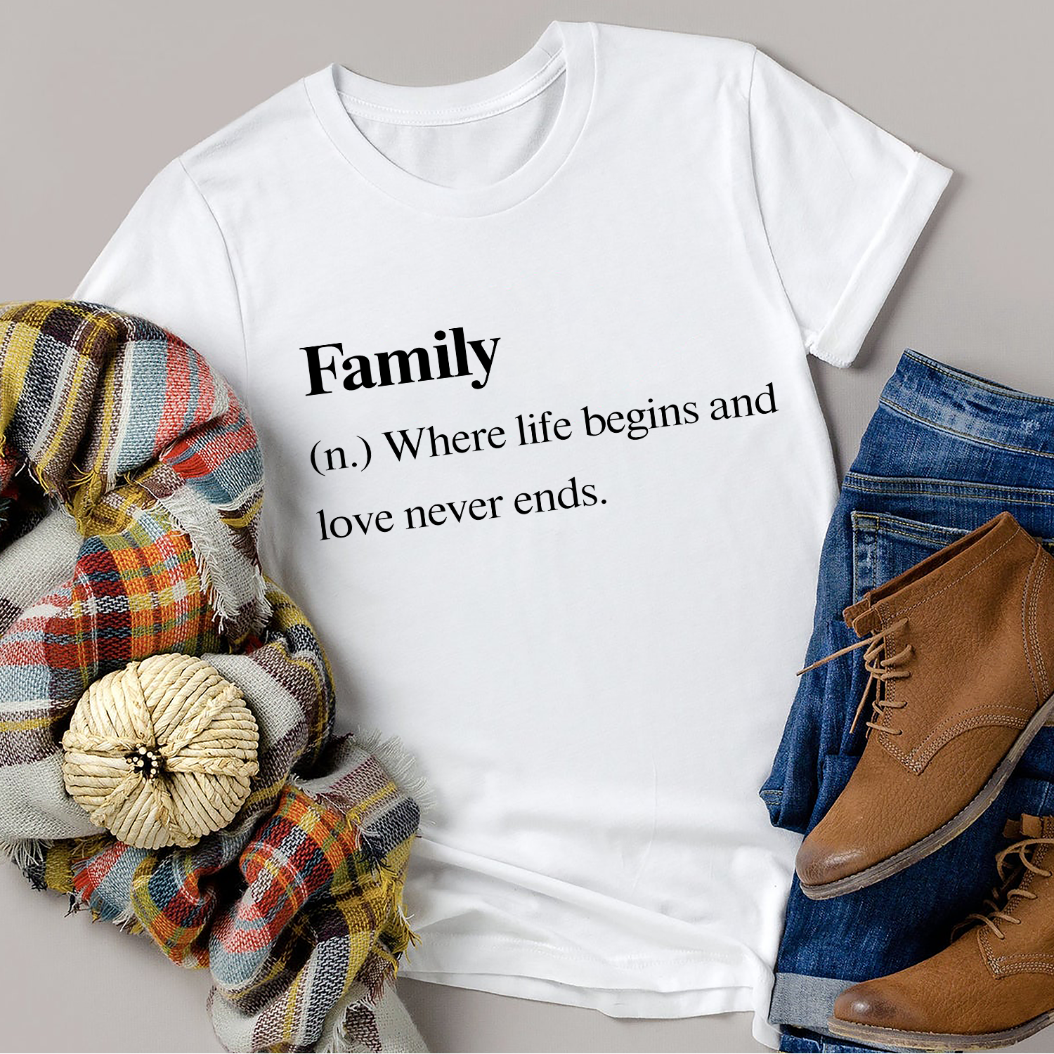 Family Definition T-Shirt Family Where Life Begins And Love Never Ends  Standard T-Shirt