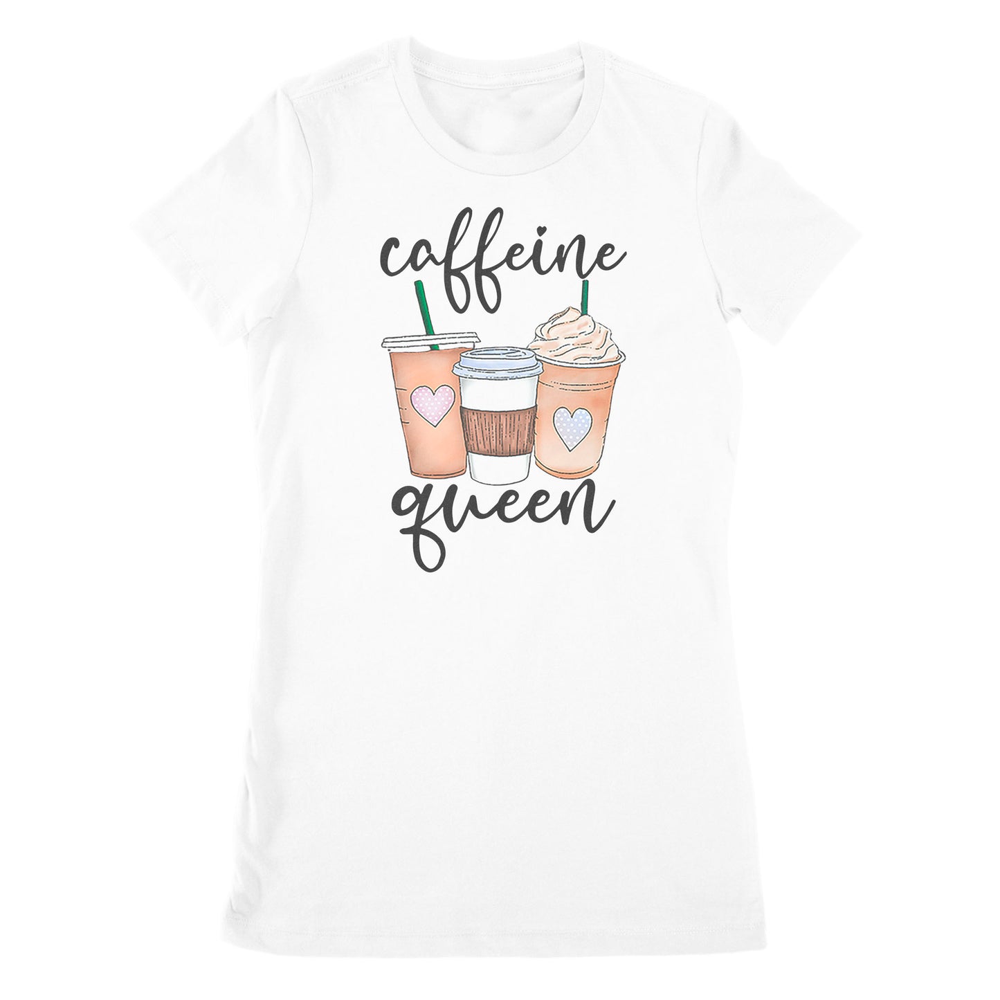 Premium Women's T-shirt - Caffeine Queen, Coffee Lover, Coffee Queen