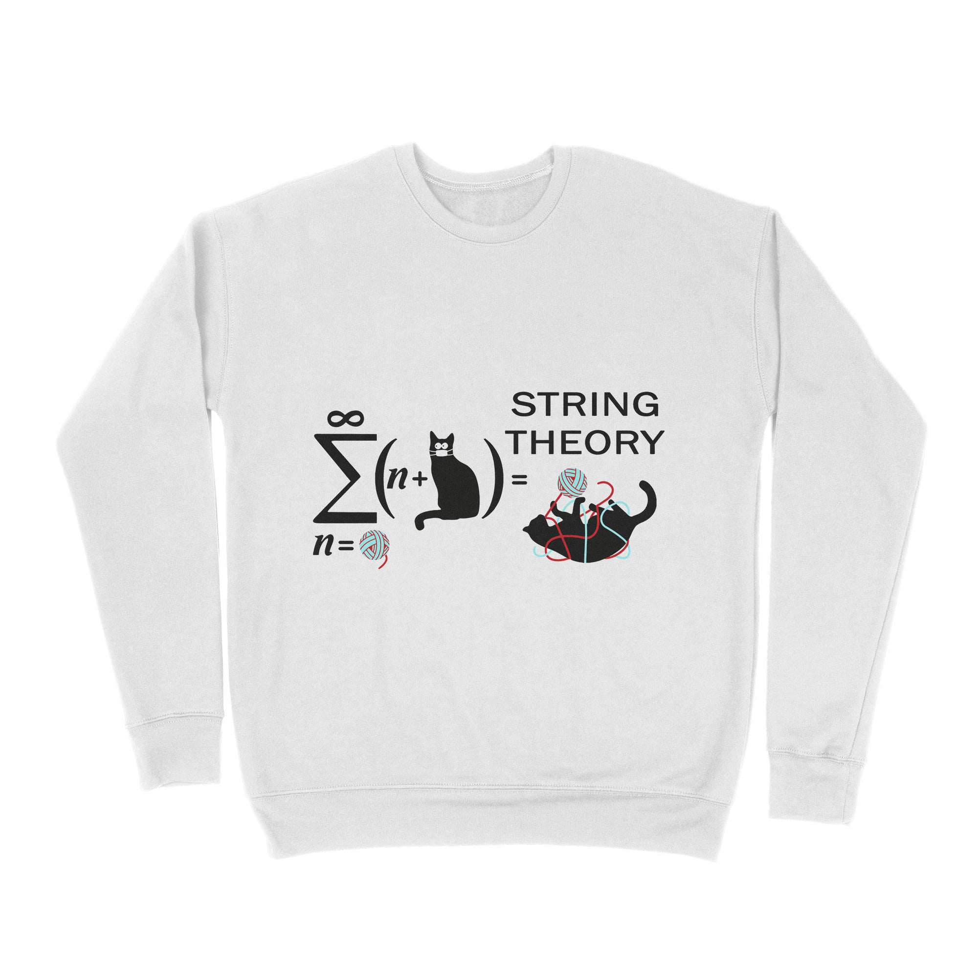 Premium Crew Neck Sweatshirt - String Theory Funny Maths Cat Wool