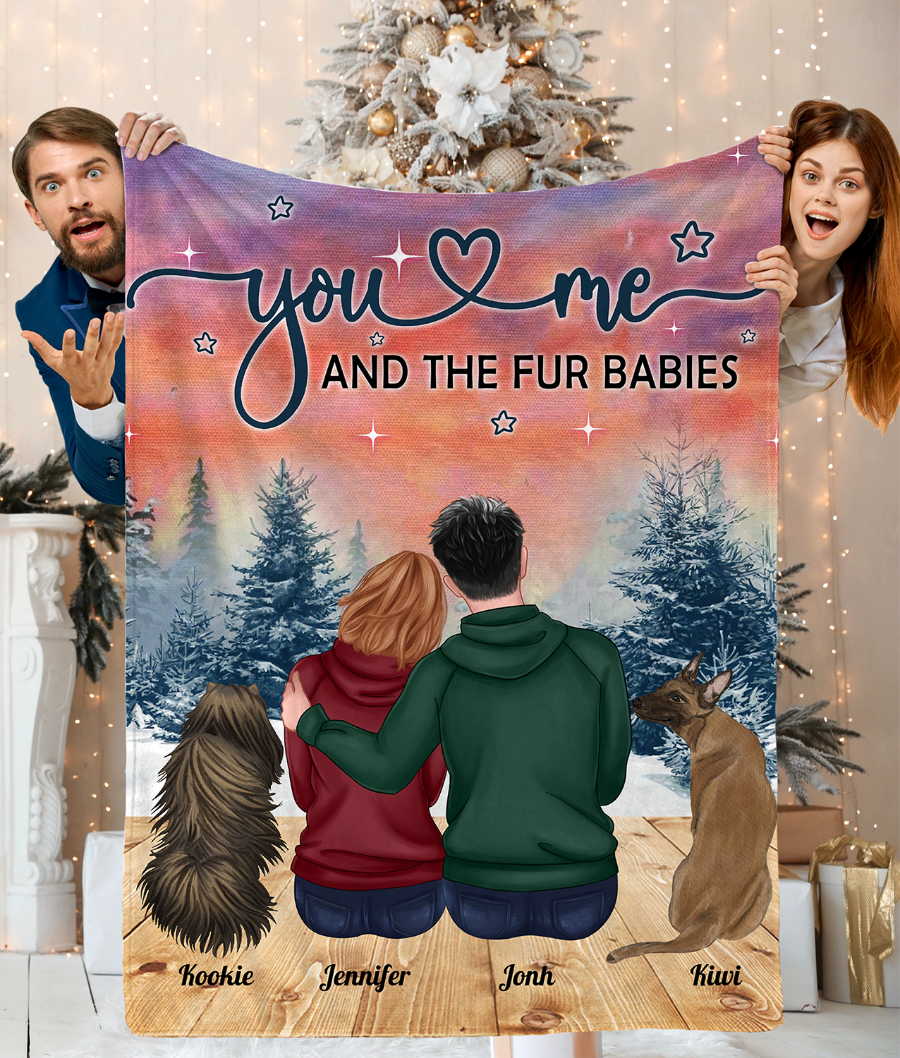Personalized Custom Cat Blanket You And Me & The Fur Babies Anniversary Gift For Dog & Cat Lover Couples Husband & Wife