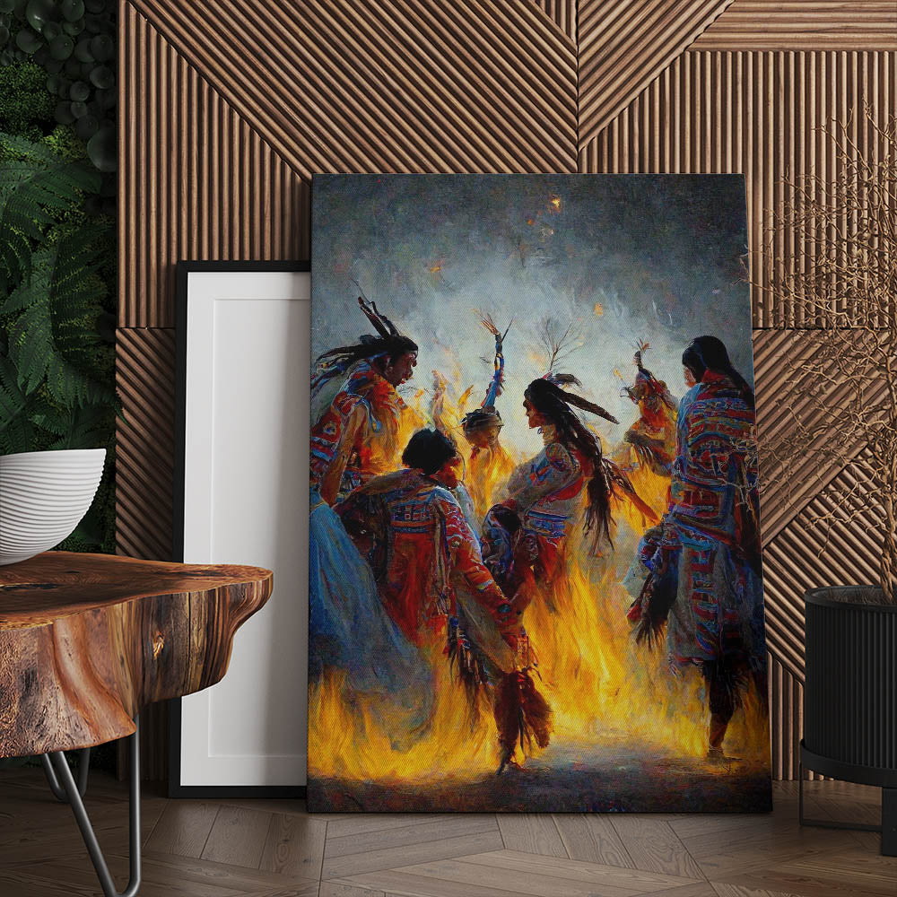 Native American Tribal Dance Watercolour Canvas Prints