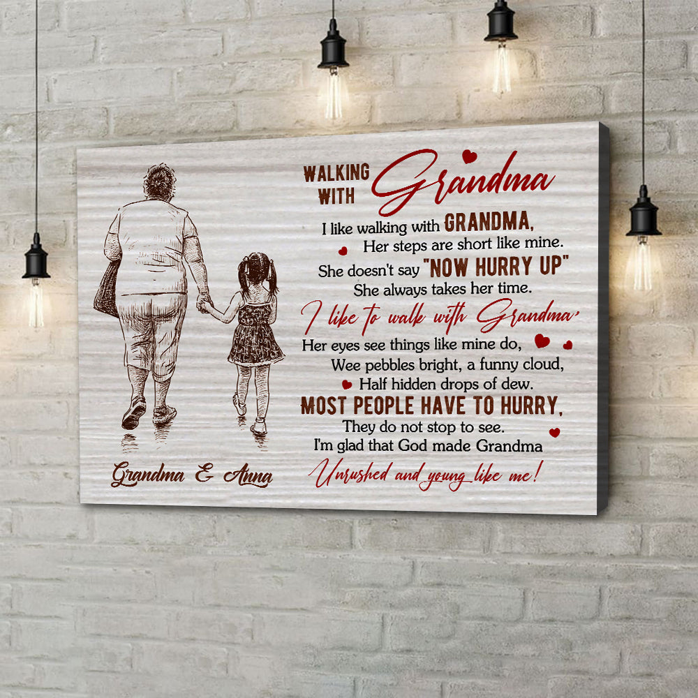 Personalized Granddaughter And Grandma I Like Walking With Grandma Canvas Prints And Poster