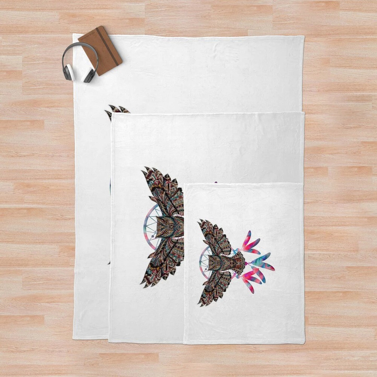 Native American Indian Dreamcatcher Owl Feathers Tribal Blanket