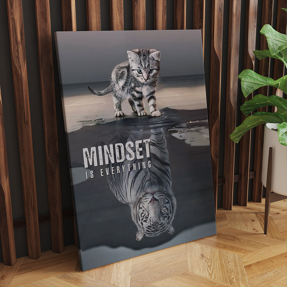 Mindset Is Everything Cat is Lion Motivational Canvas Prints And Poster