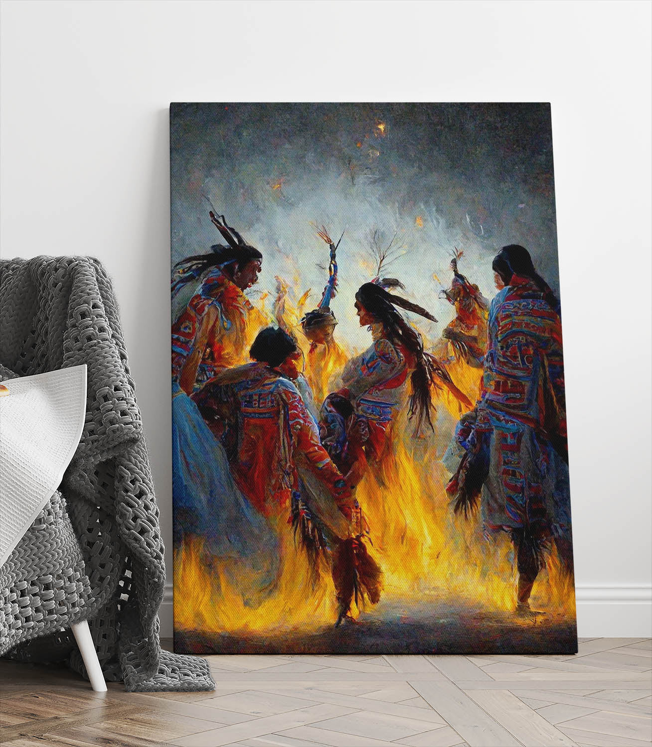 Native American Tribal Dance Watercolour Canvas Prints