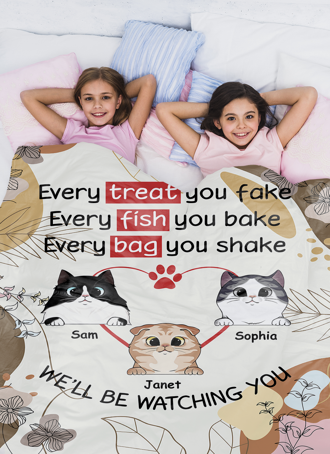 Personalized Custom Cat Blanket, Watching Every Treat You Fake Cats - Blanket