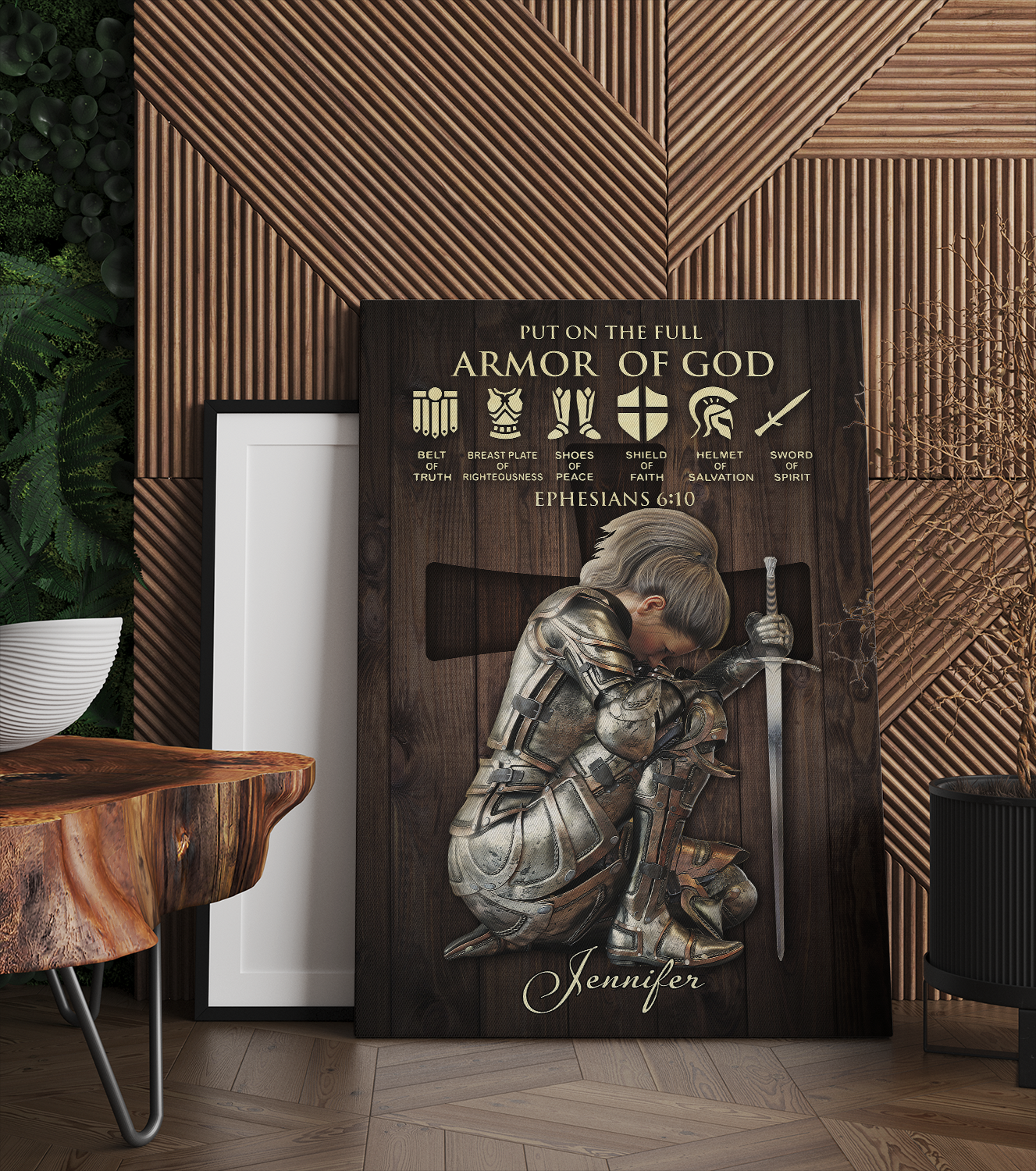 Personalized Woman Warrior Put On The Full Armor Of God Ephesians 6 10 Canvas Prints