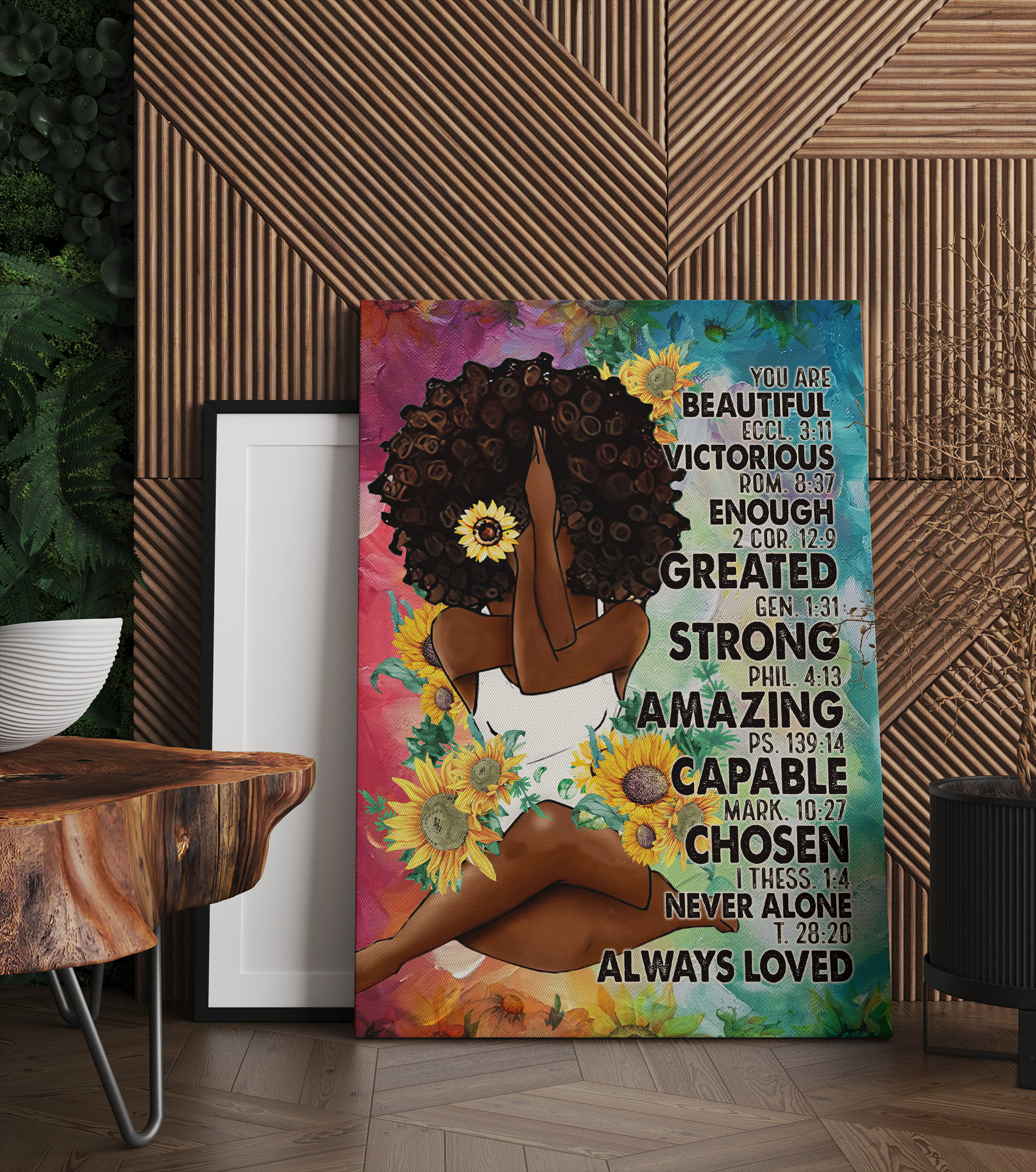 Black Queen Yoga You Are Beautiful Victorious Enough Never Alone Always Loved Canvas Print