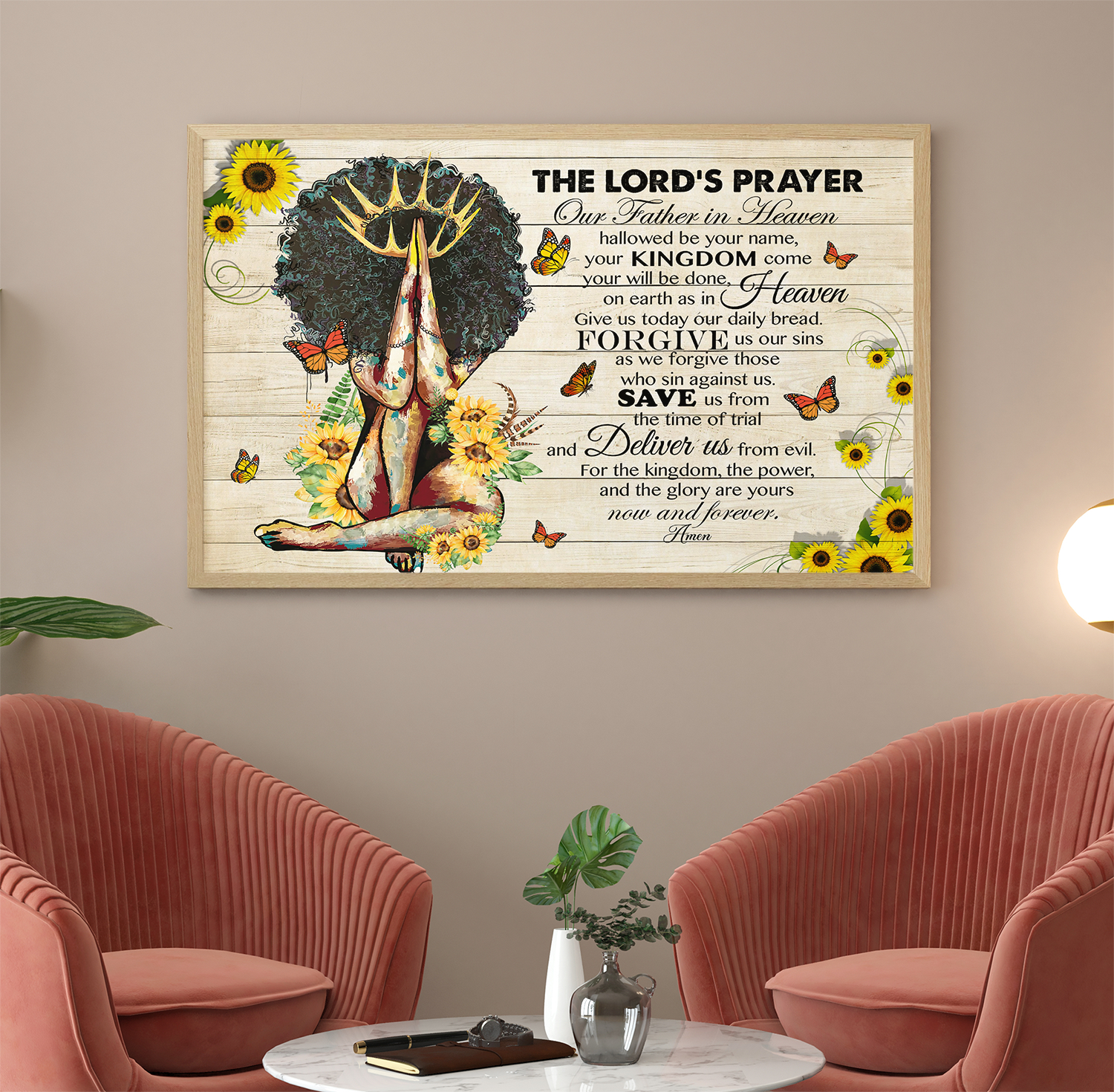 The Lord's Prayer Our Father In Heaven Girls Scripture Prayer God Christian African Black Queen Poster