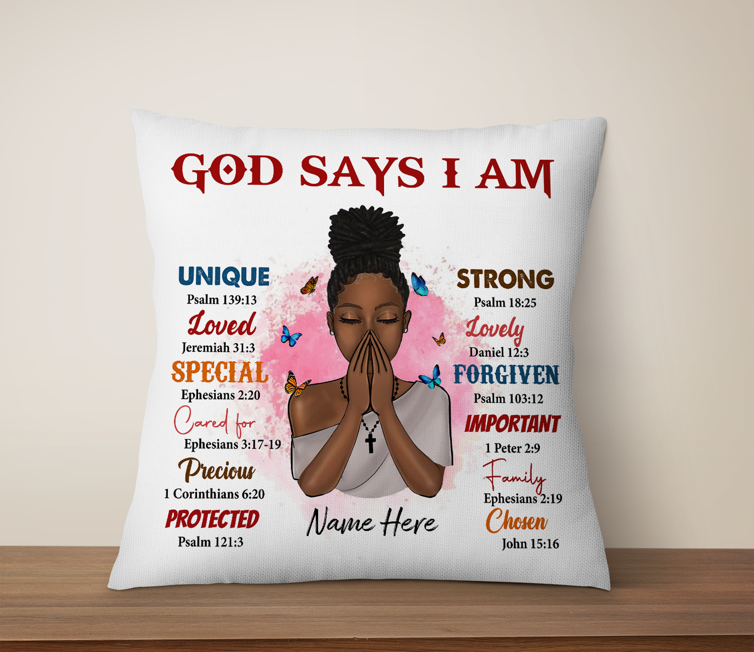 Personalized Black Queen, Black Girl, God Says I Am Linen Throw Pillow