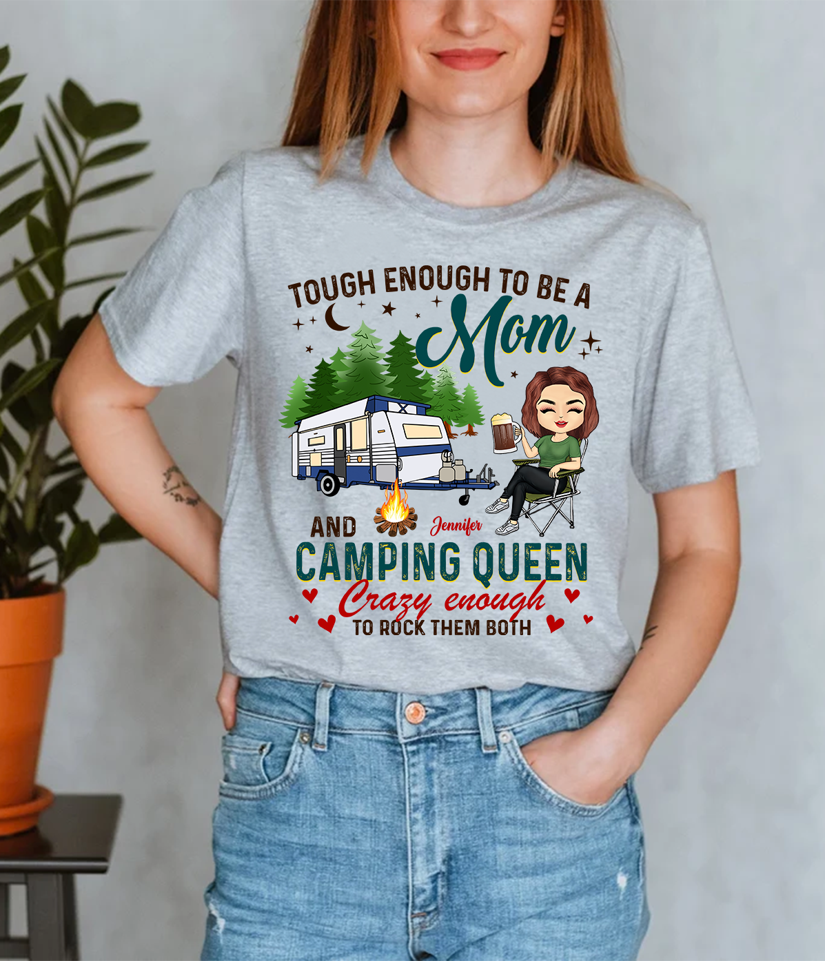 Personalized Camping Queen,Tough Enough To Be A Mom And Camping Queen, Gift For Mom Standard T-Shirt