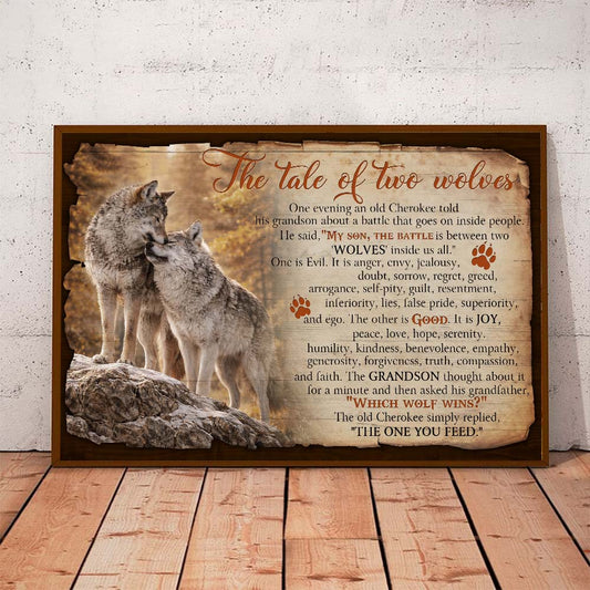 Native American Tale of Two Wolves Prints Linen Poster Canvas Prints