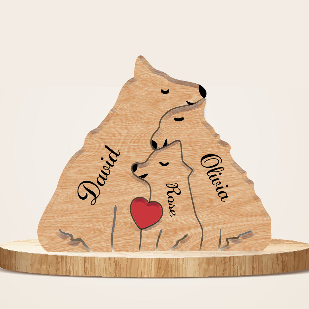 Personalized Wooden Wolves Family Puzzle