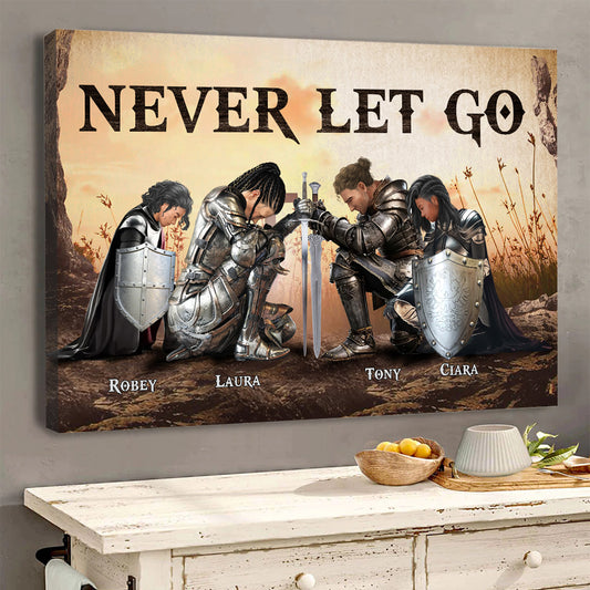 Personalized The Family Warrior Of God Never Let Go Canvas Prints