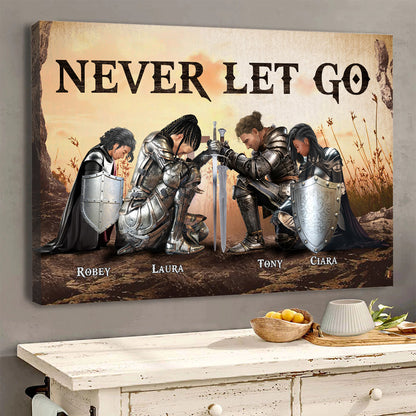 Personalized The Family Warrior Never Let Go Poster Canvas